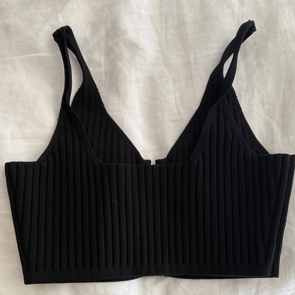 Alexander Wang Black Ribbed Buttoned Tank Top - Picture 4 of 4